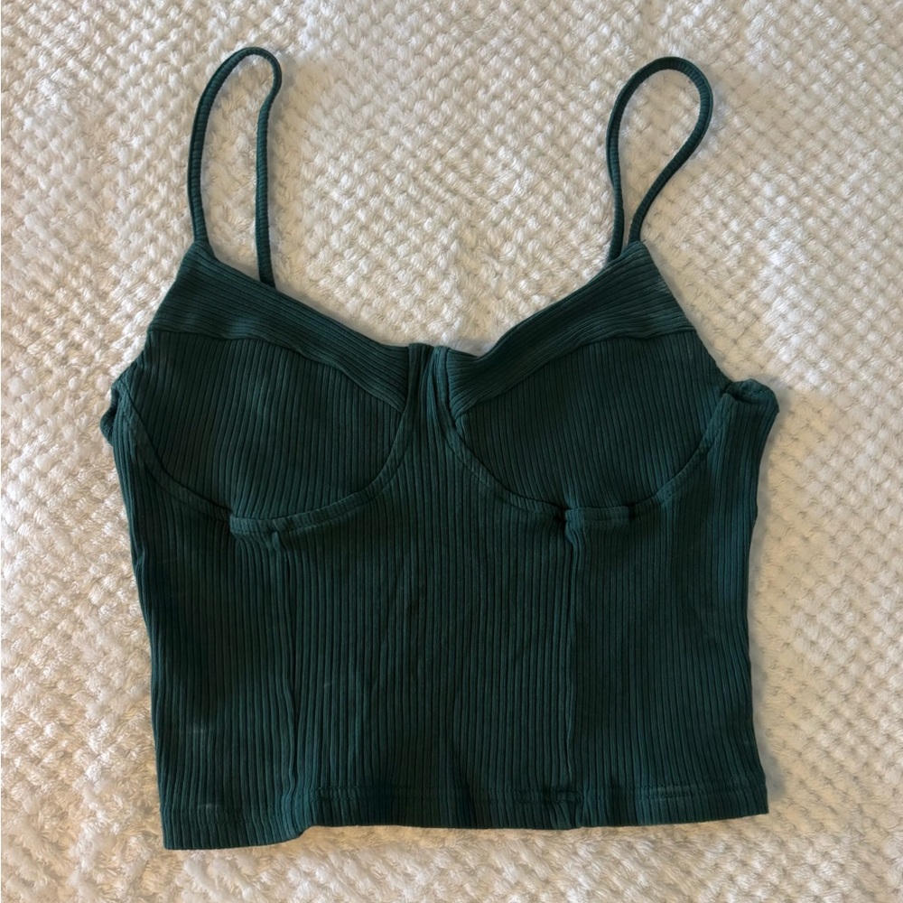 SHEIN Green Ribbed Tank Top